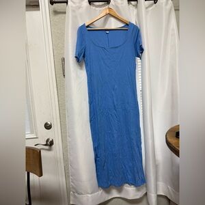 Large Blue Old Navy Ribbed Bodycon Dress with Small slit
